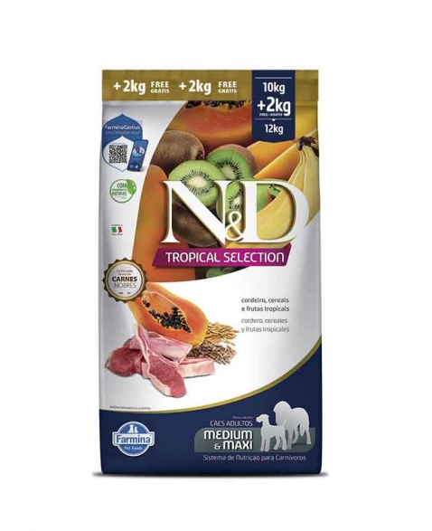 ND TROPICAL SELECTION CAN CORDEIRO ADT MD/MX 10+2KG