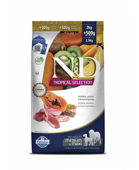 ND TROPICAL SELECTION CAN CORDEIRO ADT MD/MAX 2+05KG