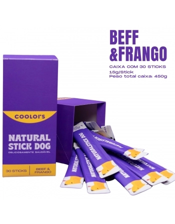 COOLORS NATURAL STICK DOG BEEF&FRANGO DISPLAY 450 GR