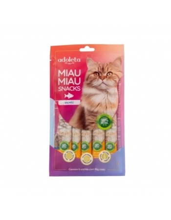 ADOLETA MIAU MIAU SNACKS SALMAO C/ 5X15G