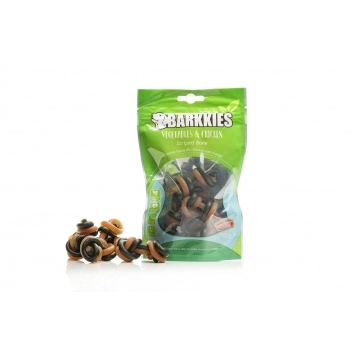 BARKKIES VEGETABLE CHICKEN STRIPED BONE 100G